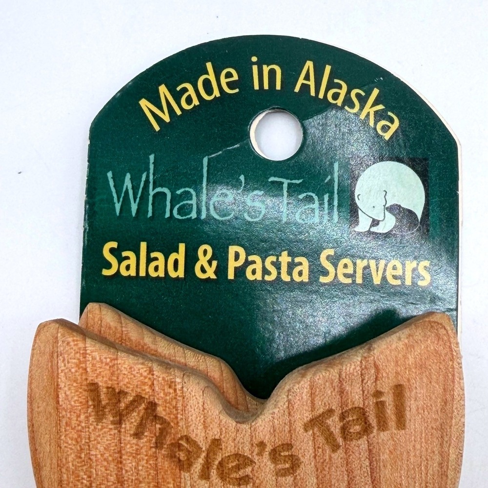 Alaska Jack's Whale's Tail Wooden Salad and Pasta Servers Made in Alaska NEW - Picture 2 of 5